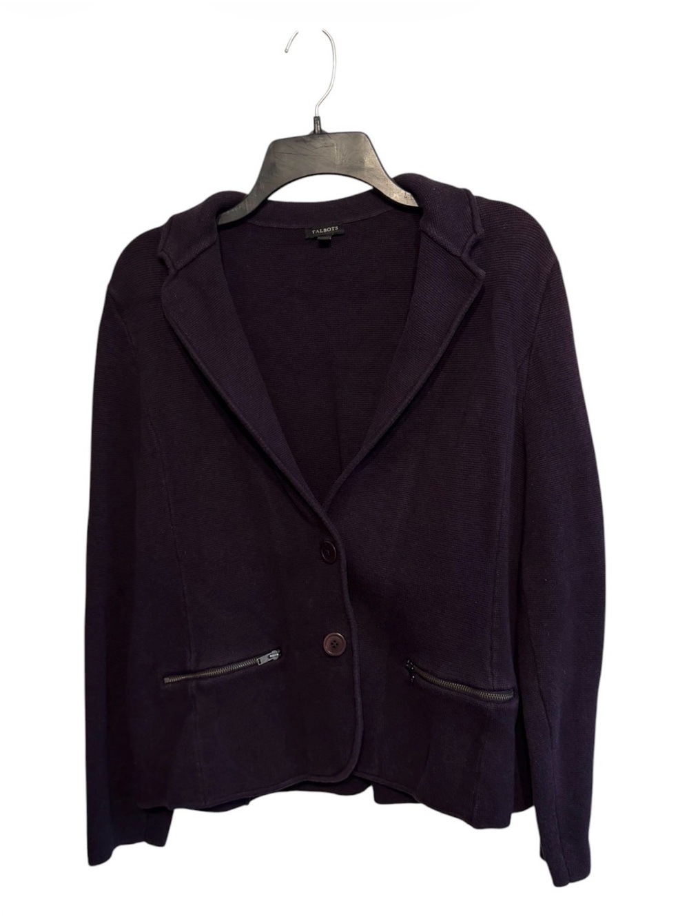 Talbots Women's Dark Purple Sweater Blazer Jacket